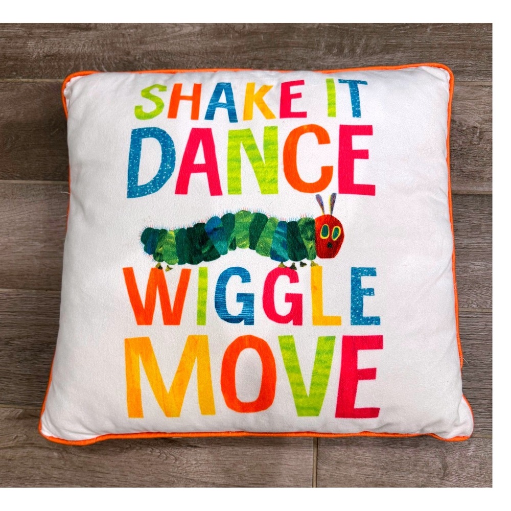 Eric Carle The Very Hungry Caterpillar Pillow Kids 16in White Orange Shake Move